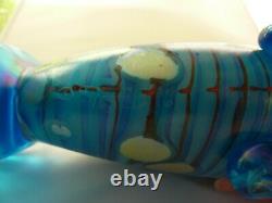 Vintage Large Multi-colored Iridescent Blue Murano Glass Koi Fish Sculpture