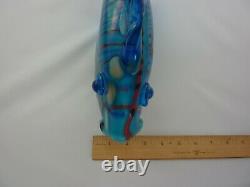 Vintage Large Multi-colored Iridescent Blue Murano Glass Koi Fish Sculpture