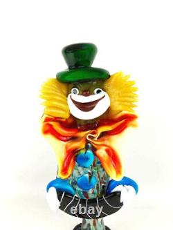 Vintage Large Murano Blown Glass Clown Playing An Accordion 12 Tall