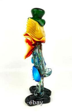 Vintage Large Murano Blown Glass Clown Playing An Accordion 12 Tall