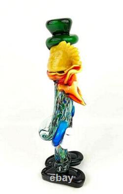 Vintage Large Murano Blown Glass Clown Playing An Accordion 12 Tall