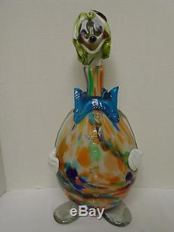 Vintage Large Murano Hand Blown Glass Clown Decanter