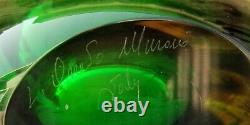 Vintage Large Murano Signed Luigi Onesto Art Glass Teardrop Vase Green Yellow