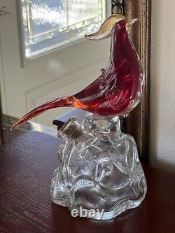 Vintage Large hand blown Murano Venetian glass figure Red Bird Decanter Italy
