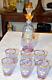 Vintage Lavender Murano Hand Blown Decanter 6 Glasses Venetian Glass Set- Rare