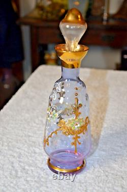 Vintage Lavender Murano Hand Blown Decanter 6 Glasses Venetian Glass Set- Rare