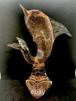 Vintage Licio Zanetti Murano Style Art Glass Dolphin Peach Bullicante 14