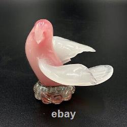 Vintage MCM Archimede Sequso Murano Glass Pink Alabastro Dove Figurine