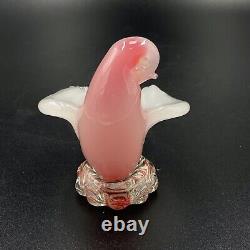 Vintage MCM Archimede Sequso Murano Glass Pink Alabastro Dove Figurine