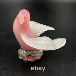 Vintage MCM Archimede Sequso Murano Glass Pink Alabastro Dove Figurine