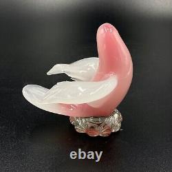 Vintage MCM Archimede Sequso Murano Glass Pink Alabastro Dove Figurine