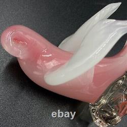 Vintage MCM Archimede Sequso Murano Glass Pink Alabastro Dove Figurine