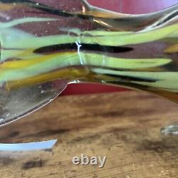 Vintage MCM Hand Blown Murano Art Glass Fish Sculpture Large Multi-Colored