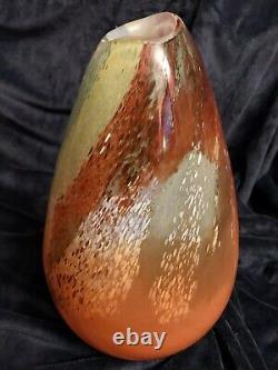 Vintage MCM Hand Blown Murano Art Glass Mottled Vase 14 10Lbs
