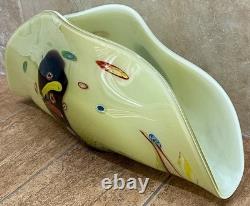 Vintage MCM Hand-Blown Murano Millefiori Sommerso Art Glass Fan Bowl\Centerpiece