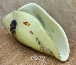 Vintage MCM Hand-Blown Murano Millefiori Sommerso Art Glass Fan Bowl\Centerpiece