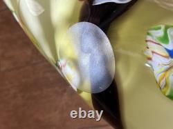 Vintage MCM Hand-Blown Murano Millefiori Sommerso Art Glass Fan Bowl\Centerpiece