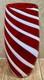 Vintage MCM Hand-Blown Murano Red & White Filigrana Canne Swirl Art Glass Vase