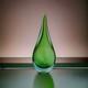 Vintage MCM Murano Art Glass Tear Drop Sculpture Green & Blue Hand Blown