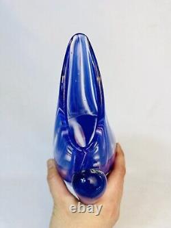 Vintage MCM Murano Blue Pink Swirled Hand Blown Pitcher Vase