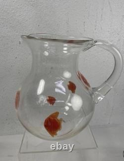 Vintage MCM Murano Hand-Blown Glass Goldfish Pitcher