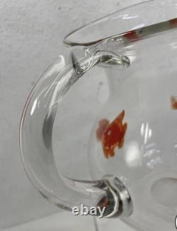 Vintage MCM Murano Hand-Blown Glass Goldfish Pitcher