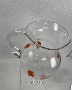 Vintage MCM Murano Hand-Blown Glass Goldfish Pitcher