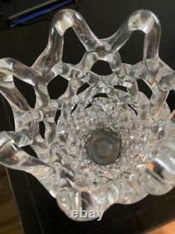 Vintage MCM Murano Lattice Woven Art Glass vase Made in Italy Hand-Blown 20