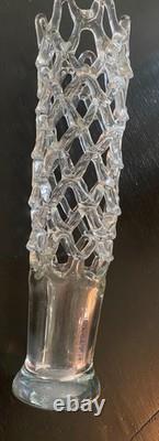 Vintage MCM Murano Lattice Woven Art Glass vase Made in Italy Hand-Blown 20