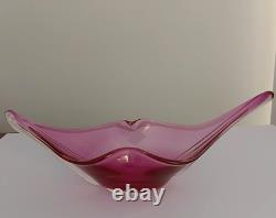 Vintage MCM Murano Pink Lip Hand Blown Glass Bowl