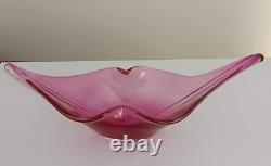 Vintage MCM Murano Pink Lip Hand Blown Glass Bowl