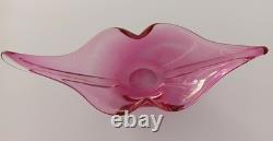 Vintage MCM Murano Pink Lip Hand Blown Glass Bowl