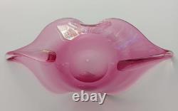 Vintage MCM Murano Pink Lip Hand Blown Glass Bowl