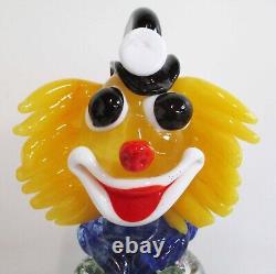 Vintage MCM Venetian Murano Hand Blown Glass Sitting Clown Figurine J&ED 1950s