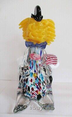 Vintage MCM Venetian Murano Hand Blown Glass Sitting Clown Figurine J&ED 1950s