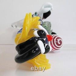 Vintage MCM Venetian Murano Hand Blown Glass Sitting Clown Figurine J&ED 1950s