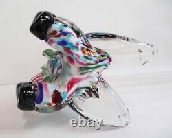 Vintage MCM Venetian Murano Hand Blown Glass Sitting Clown Figurine J&ED 1950s