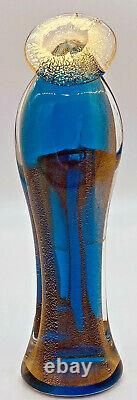 Vintage MID CENTURY MODERN Italian Blown MADONNA Gold & Blue Glass Figurine