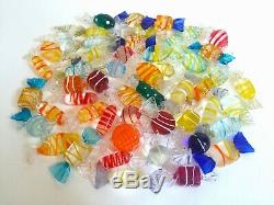 Vintage MID Century Modern Murano Italy Hand Blown Art Glass Candies 52 Pc Set