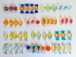 Vintage MID Century Modern Murano Italy Hand Blown Art Glass Candies 52 Pc Set