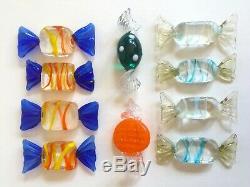 Vintage MID Century Modern Murano Italy Hand Blown Art Glass Candies 52 Pc Set