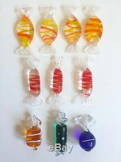 Vintage MID Century Modern Murano Italy Hand Blown Art Glass Candies 52 Pc Set