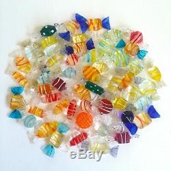 Vintage MID Century Modern Murano Italy Hand Blown Art Glass Candies 52 Pc Set