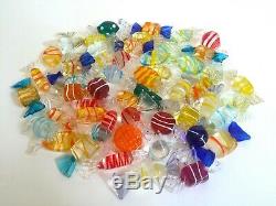 Vintage MID Century Modern Murano Italy Hand Blown Art Glass Candies 52 Pc Set