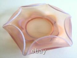 Vintage MID Century Modernist Blush Light Pink Hand Blown Murano Art Glass Bowl