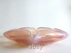 Vintage MID Century Modernist Blush Light Pink Hand Blown Murano Art Glass Bowl