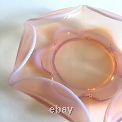 Vintage MID Century Modernist Blush Light Pink Hand Blown Murano Art Glass Bowl