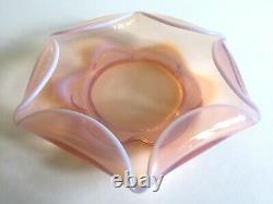 Vintage MID Century Modernist Blush Light Pink Hand Blown Murano Art Glass Bowl