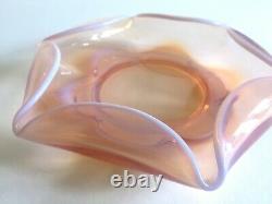 Vintage MID Century Modernist Blush Light Pink Hand Blown Murano Art Glass Bowl