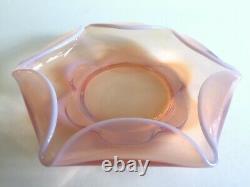 Vintage MID Century Modernist Blush Light Pink Hand Blown Murano Art Glass Bowl